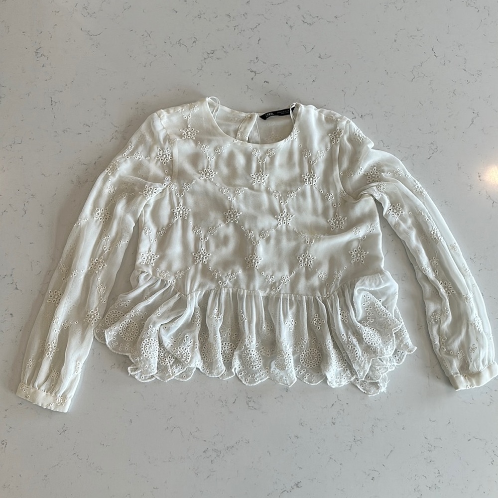 Zara White Top with Lace Detail
